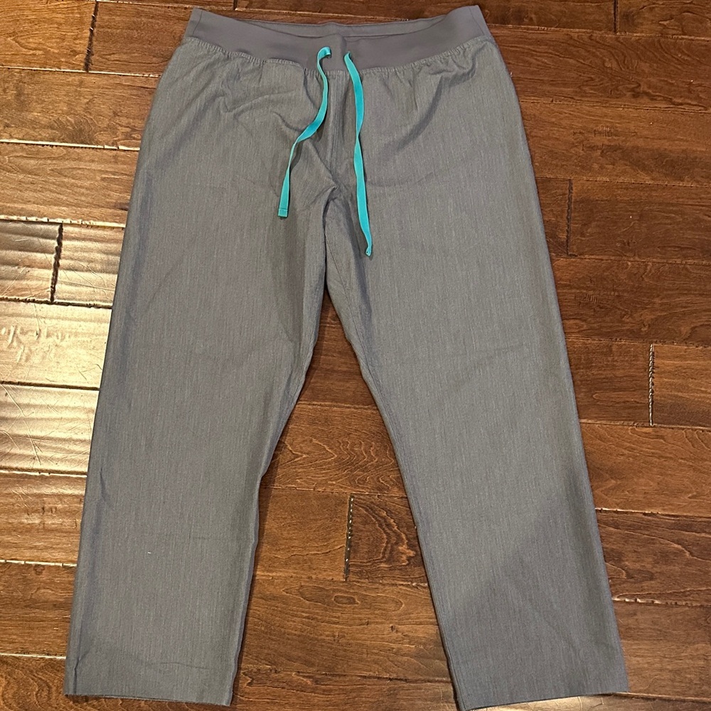 Figs Gray Women's Joggers with Teal Drawstring